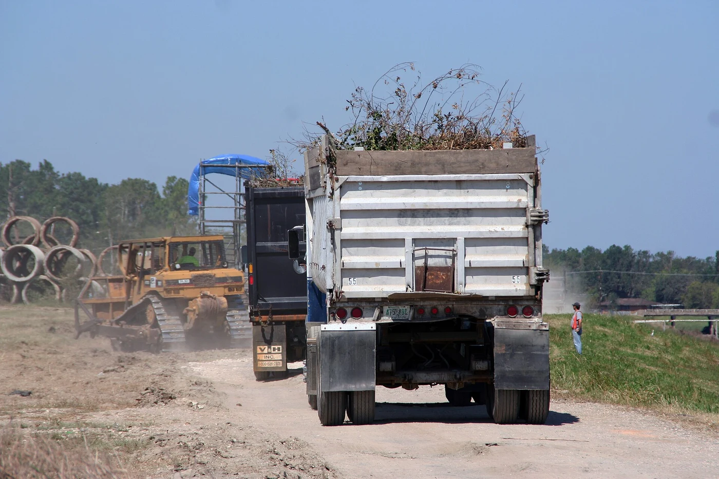Truck loaded with brush and yard debris for hauling